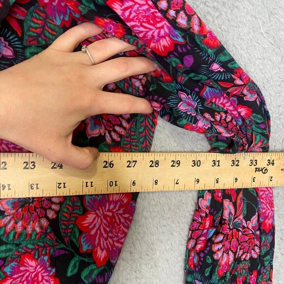 Terra & Sky womens 2X long sleeve pink blouse floral mulitcolor girly ruffle - Picture 7 of 11